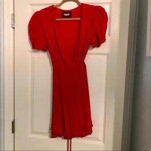 Reformation Red Wrap Mini Dress
